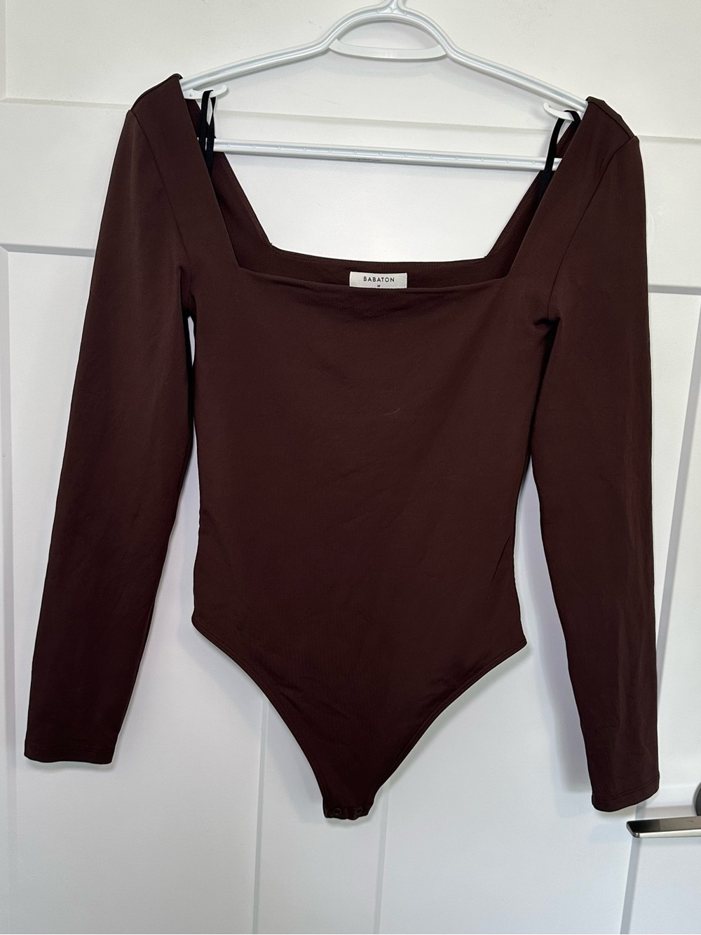 Babaton Contour Squareneck Longsleeve Bodysuit in Coffee Bean